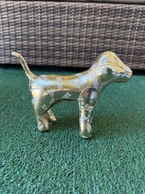 PINK Victoria's Secret Metallic Gold Dog Logo Plush